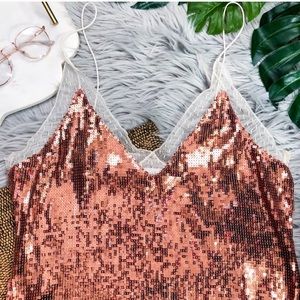 Boho glam✨Rose Gold Sequin Sexy Sparkle Cami Top💝